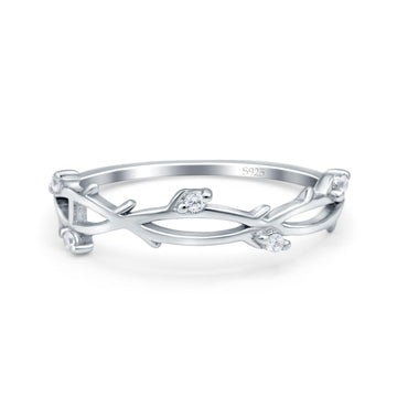 Vintage Style Wedding Engagement Anniversary Ring Band Round Simulated Cubic Zirconia 925 Sterling Silver